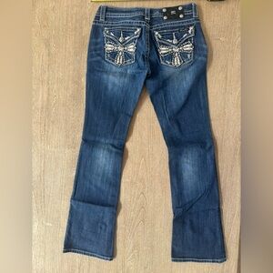 Miss Me Dark Blue Boot Jeans with Embroidered Back Pockets